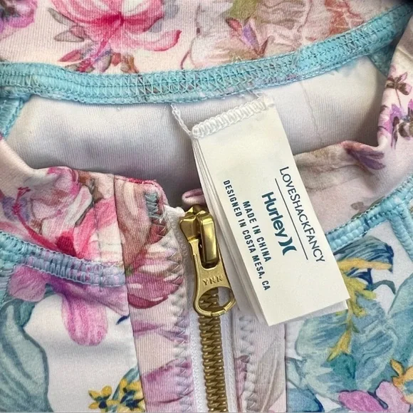 Hurley x LoveShackFancy Max Hawaiian Hibiscus Long Sleeve One piece Bodysuit - Picture 14 of 16